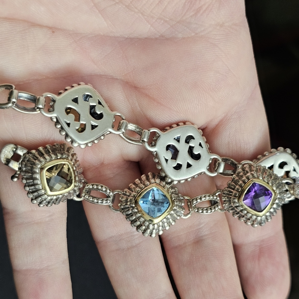 14k & 925 genuine gemstone bracelet - Picture 4 of 8